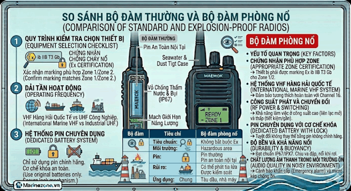 So sánh bộ đàm thường và bộ đàm phòng nổ